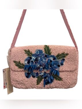 NWT: *Viral* Pink Hydrangea Beaded Bag 🌸From India to You🌸